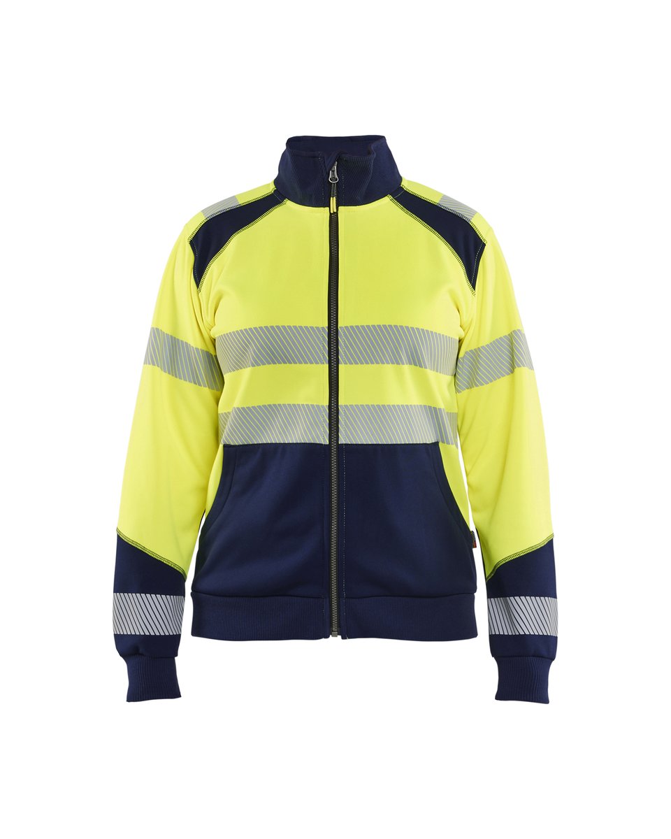 Blåkläder 3508 Dames sweatshirt met rits High Vis - High Vis Geel/Marineblauw