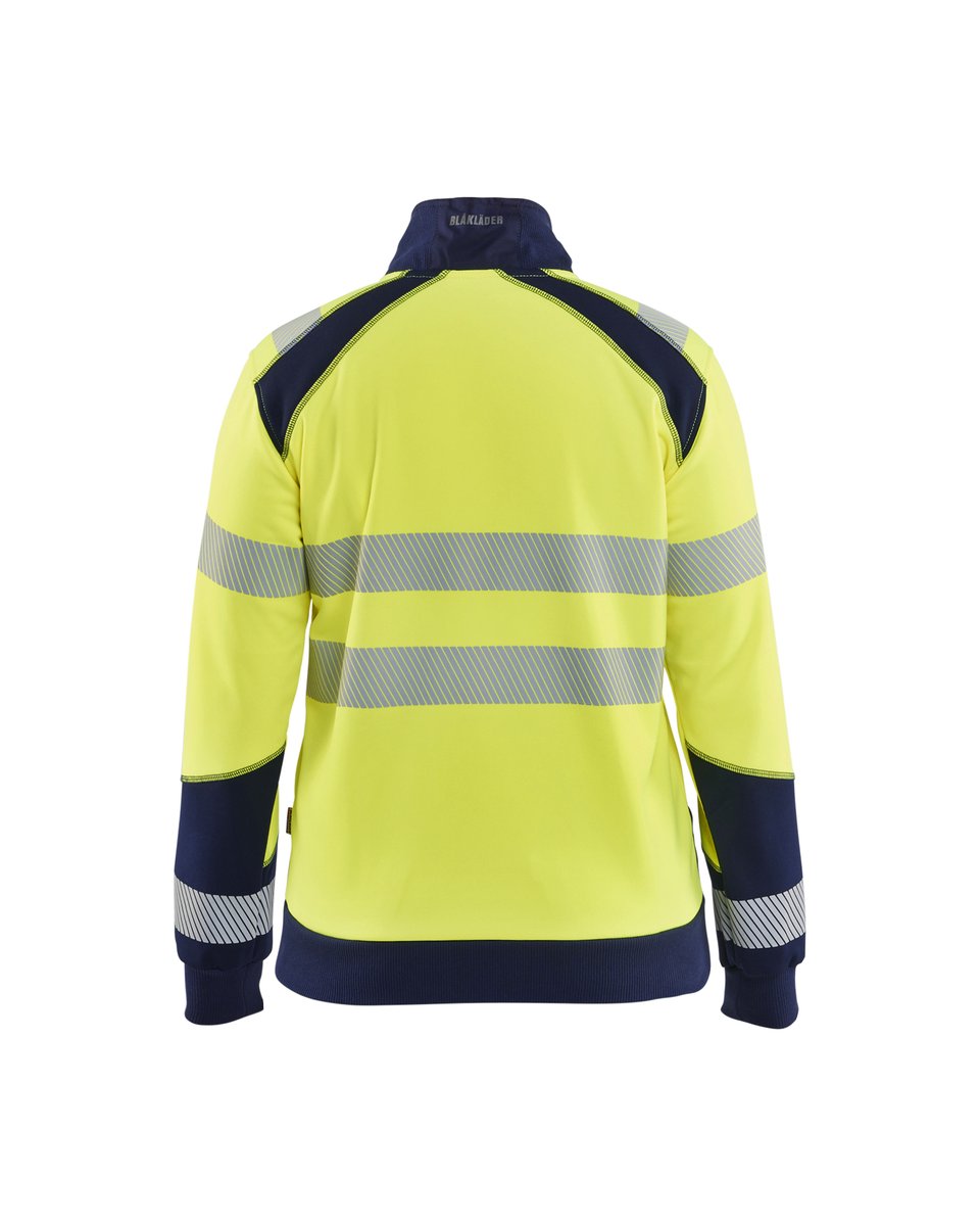 Blåkläder 3508 Dames sweatshirt met rits High Vis - High Vis Geel/Marineblauw