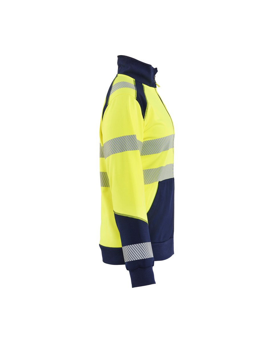 Blåkläder 3508 Dames sweatshirt met rits High Vis - High Vis Geel/Marineblauw