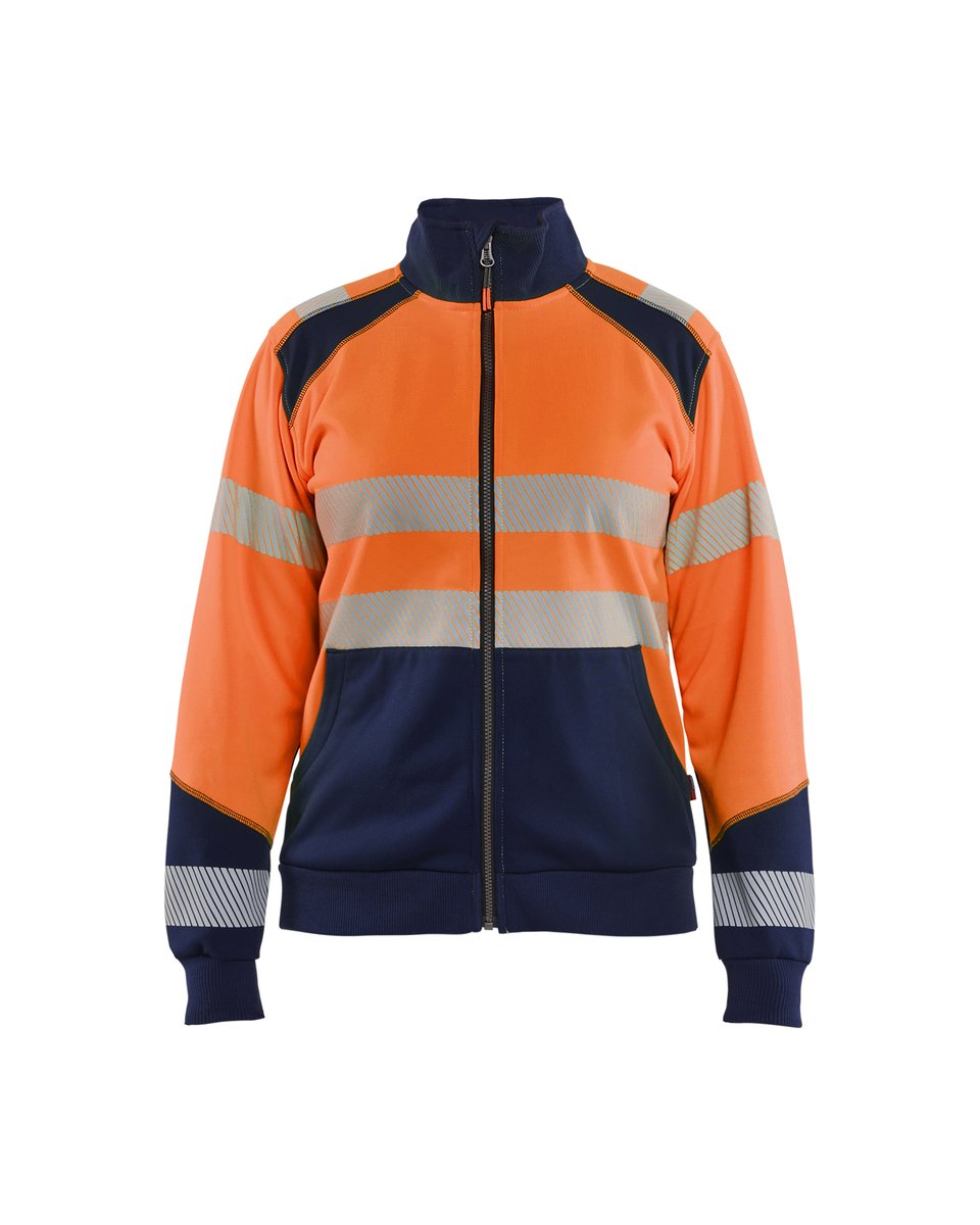 Blåkläder 3508 Dames sweatshirt met rits High Vis - High Vis Oranje/Marineblauw