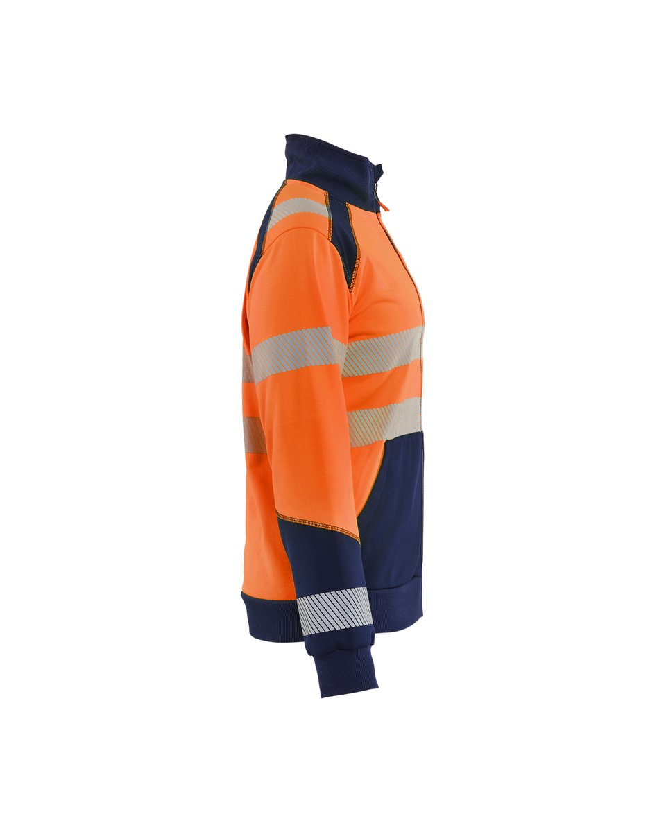 Blåkläder 3508 Dames sweatshirt met rits High Vis - High Vis Oranje/Marineblauw