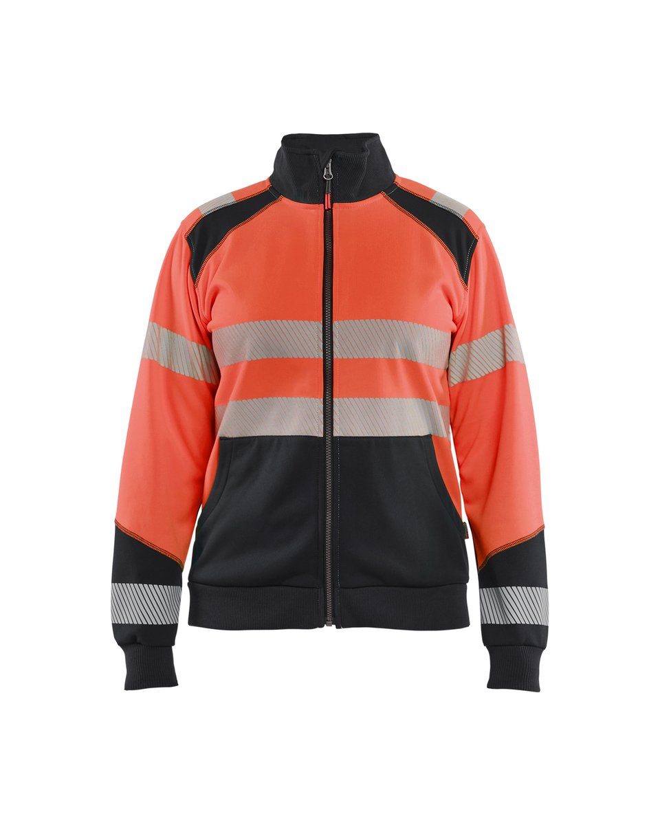 Blåkläder 3508 Dames sweatshirt met rits High Vis - High Vis Rood/Zwart