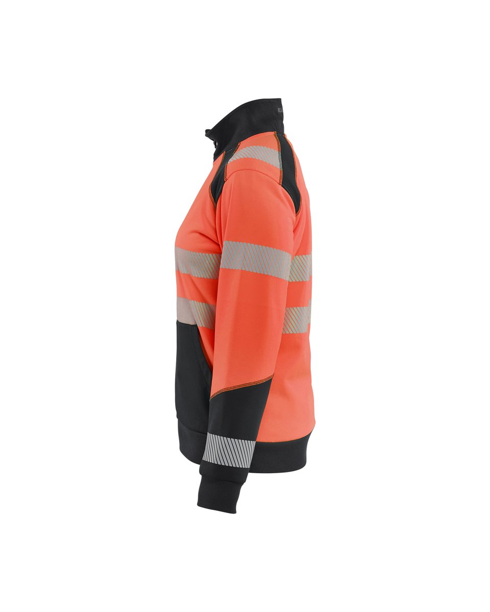 Blåkläder 3508 Dames sweatshirt met rits High Vis - High Vis Rood/Zwart