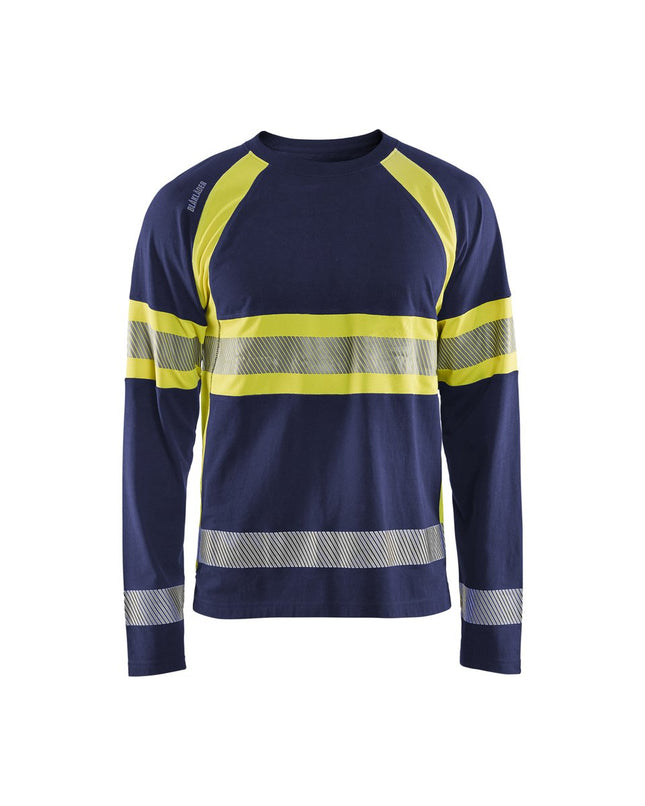 Blåkläder 3510 T-shirt lange mouwen High Vis - Marine/High Vis Geel