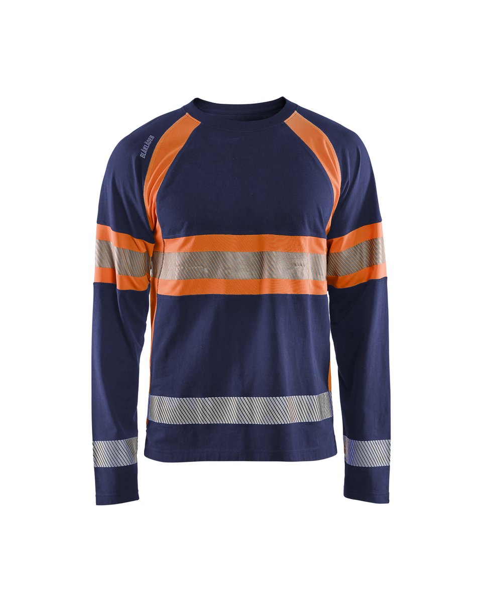 Blåkläder 3510 T-shirt lange mouwen High Vis - Marineblauw/Oranje