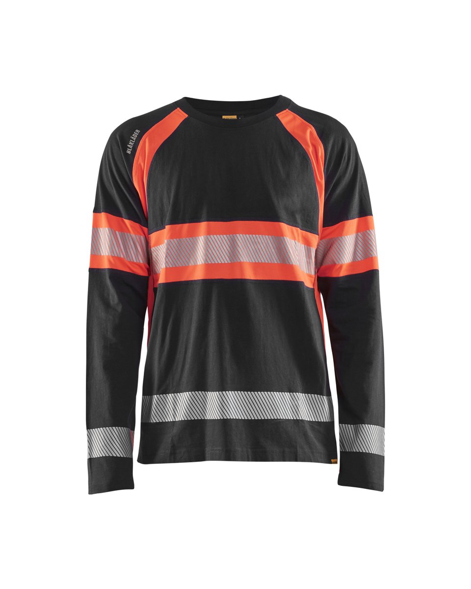Blåkläder 3510 T-shirt lange mouwen High Vis - Zwart/High Vis Rood