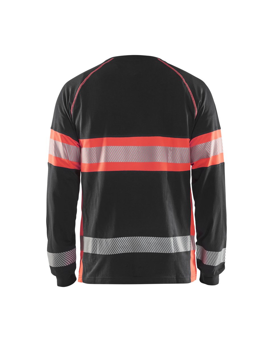 Blåkläder 3510 T-shirt lange mouwen High Vis - Zwart/High Vis Rood