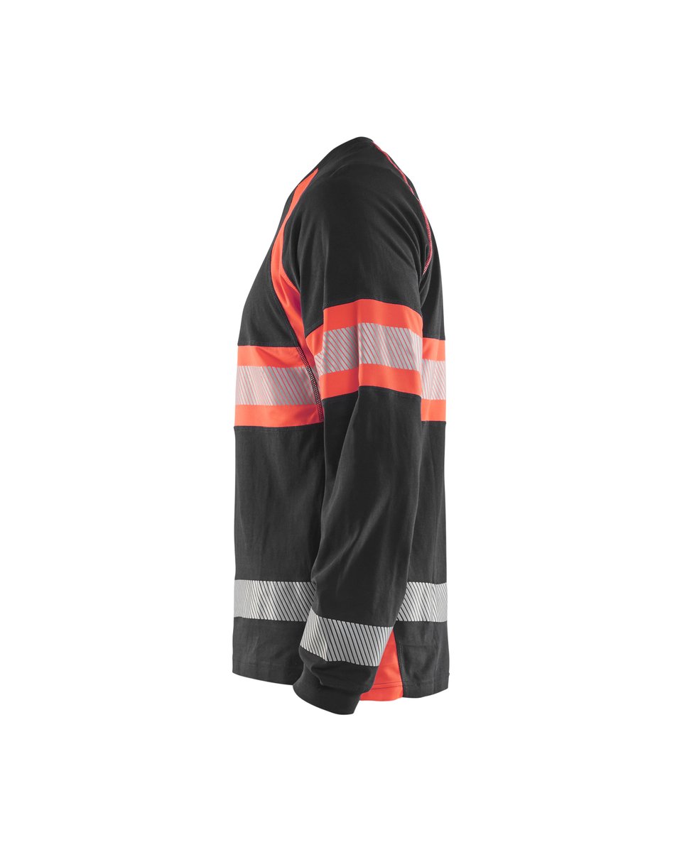 Blåkläder 3510 T-shirt lange mouwen High Vis - Zwart/High Vis Rood