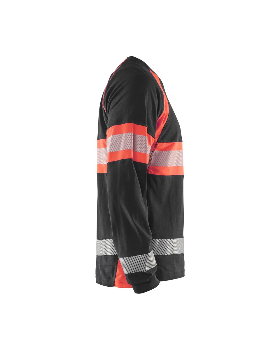 Blåkläder 3510 T-shirt lange mouwen High Vis - Zwart/High Vis Rood