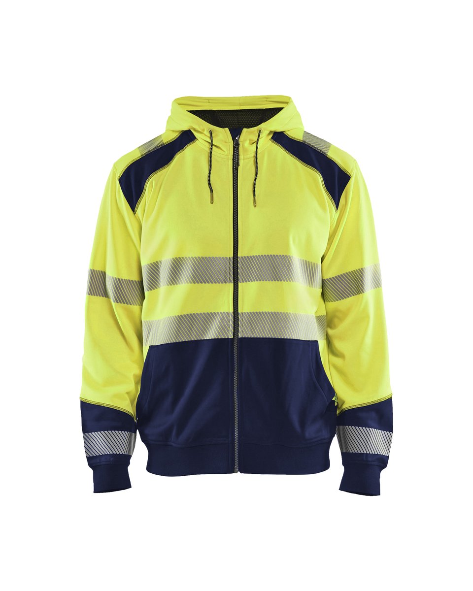 Blåkläder 3546 Hooded sweatshirt met rits High Vis - High Vis Geel/Marineblauw