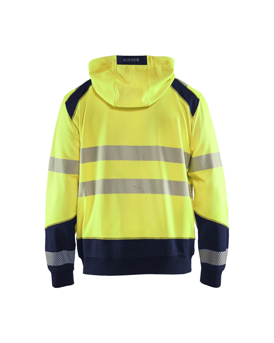 Blåkläder 3546 Hooded sweatshirt met rits High Vis - High Vis Geel/Marineblauw
