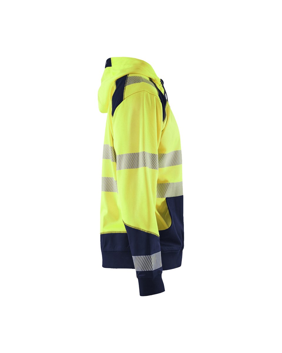 Blåkläder 3546 Hooded sweatshirt met rits High Vis - High Vis Geel/Marineblauw