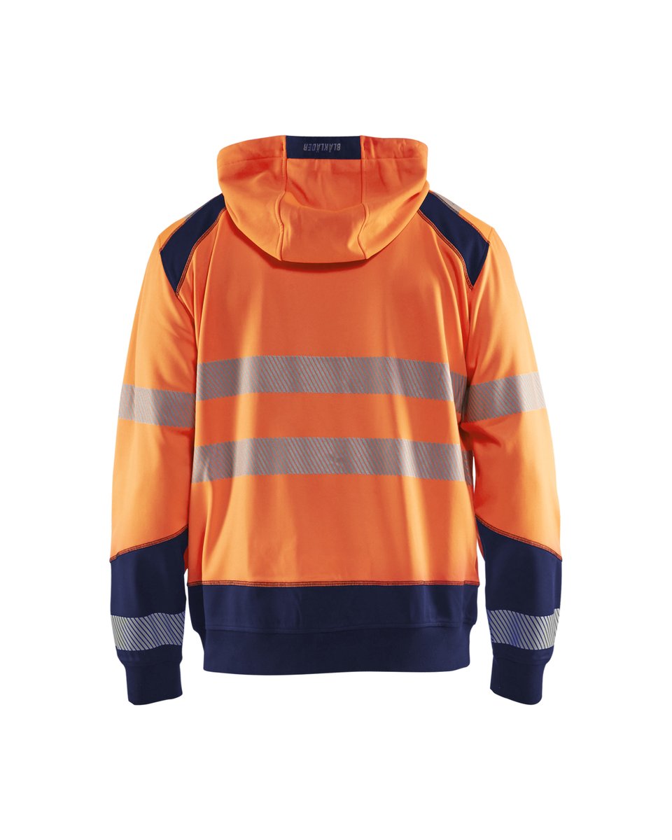 Blåkläder 3546 Hooded sweatshirt met rits High Vis - High Vis Oranje/Marineblauw