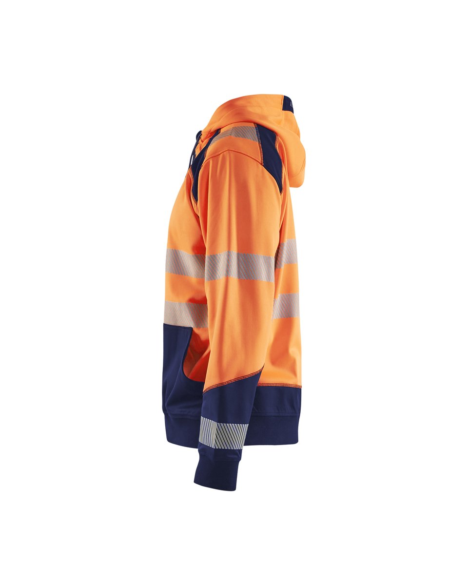 Blåkläder 3546 Hooded sweatshirt met rits High Vis - High Vis Oranje/Marineblauw