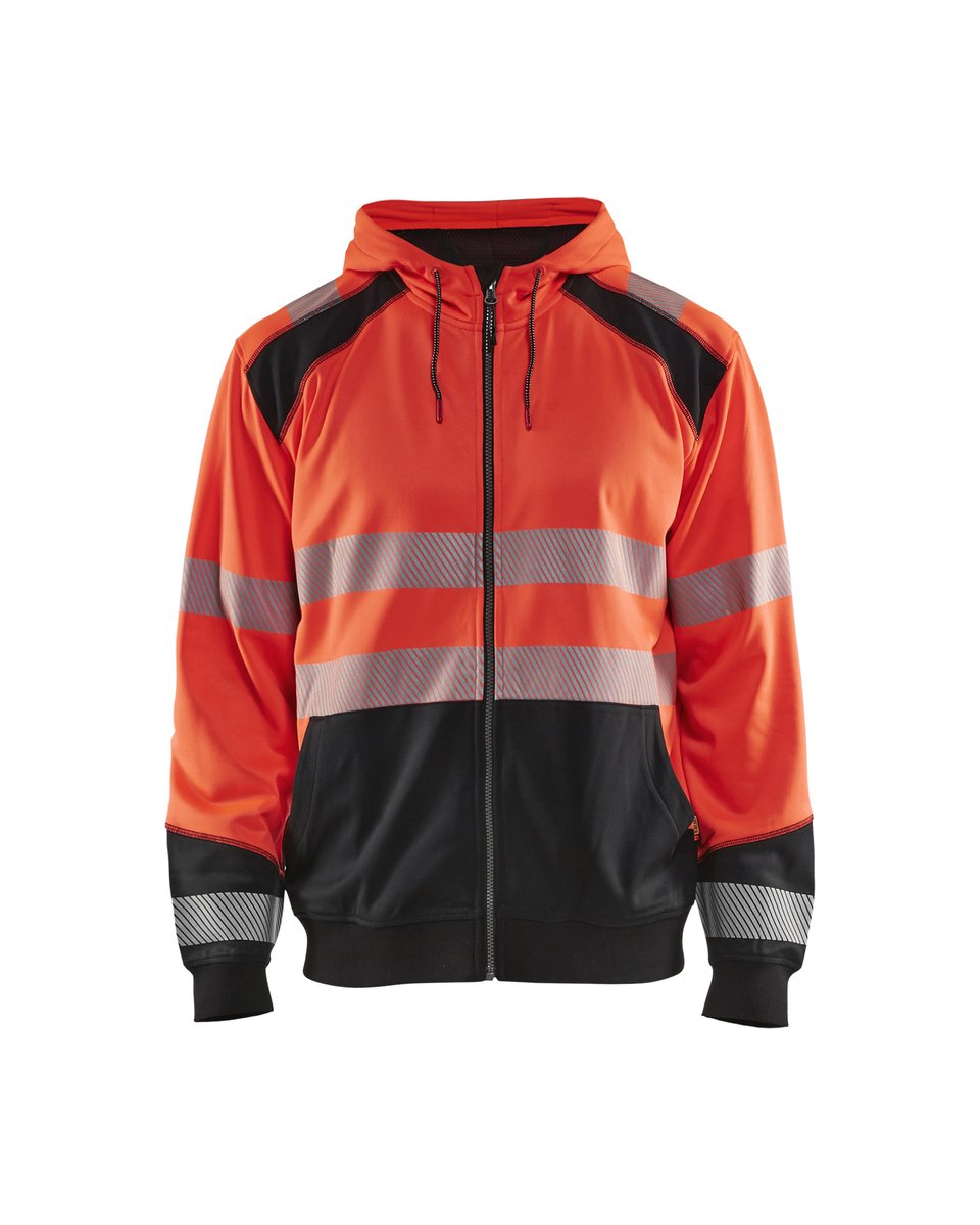 Blåkläder 3546 Hooded sweatshirt met rits High Vis - High Vis Rood/Zwart