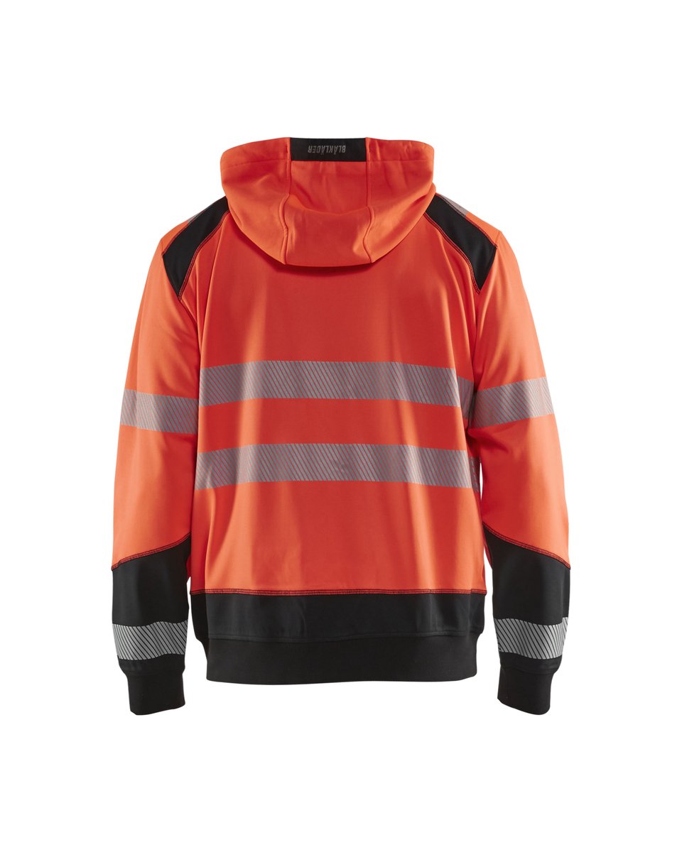 Blåkläder 3546 Hooded sweatshirt met rits High Vis - High Vis Rood/Zwart