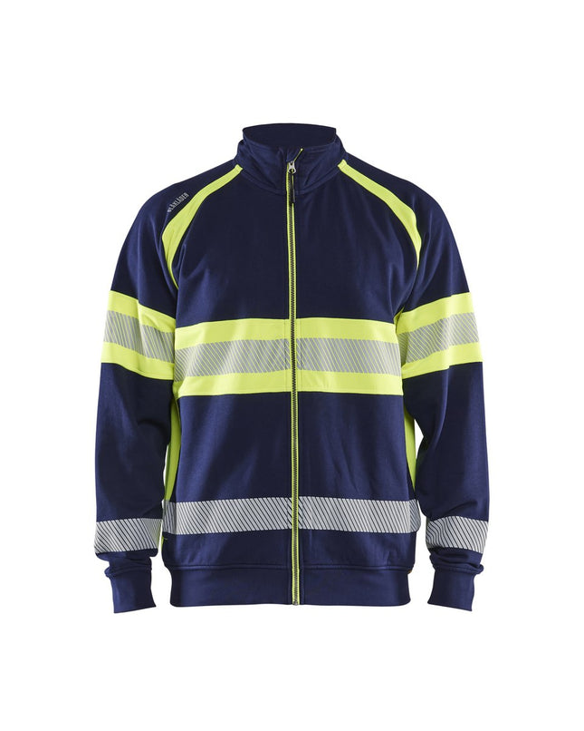 Blåkläder 3551 Sweatshirt met rits High vis - Marine/High Vis Geel