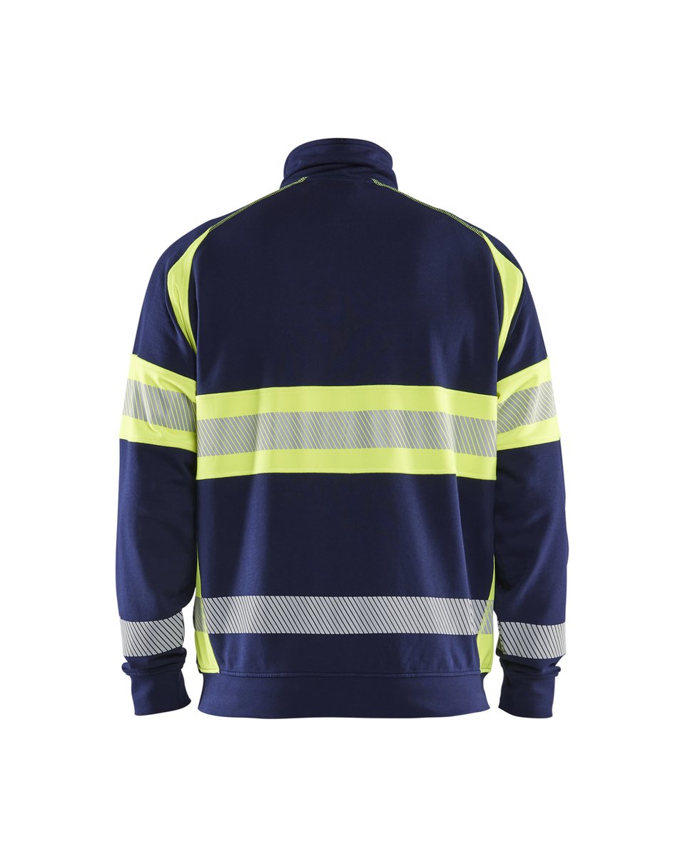 Blåkläder 3551 Sweatshirt met rits High vis - Marine/High Vis Geel