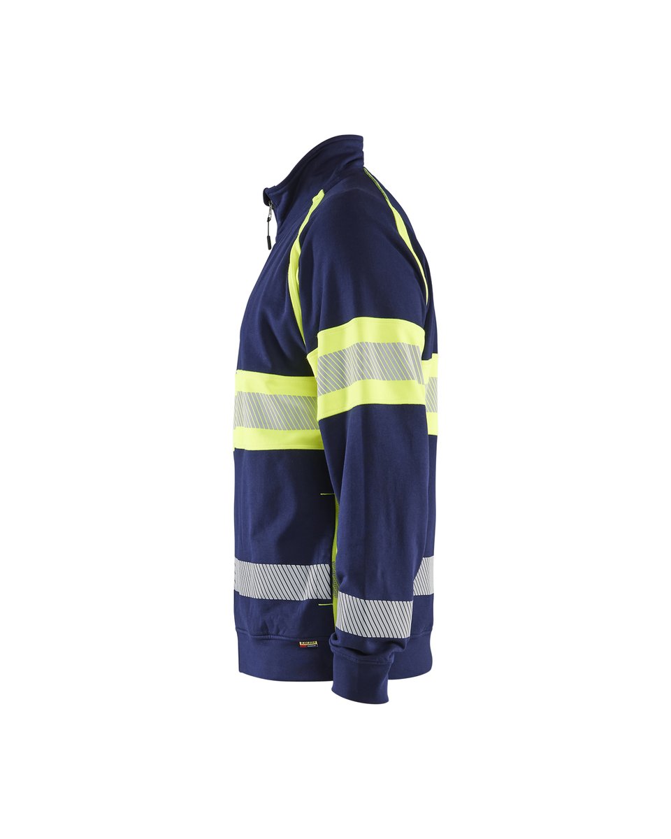 Blåkläder 3551 Sweatshirt met rits High vis - Marine/High Vis Geel