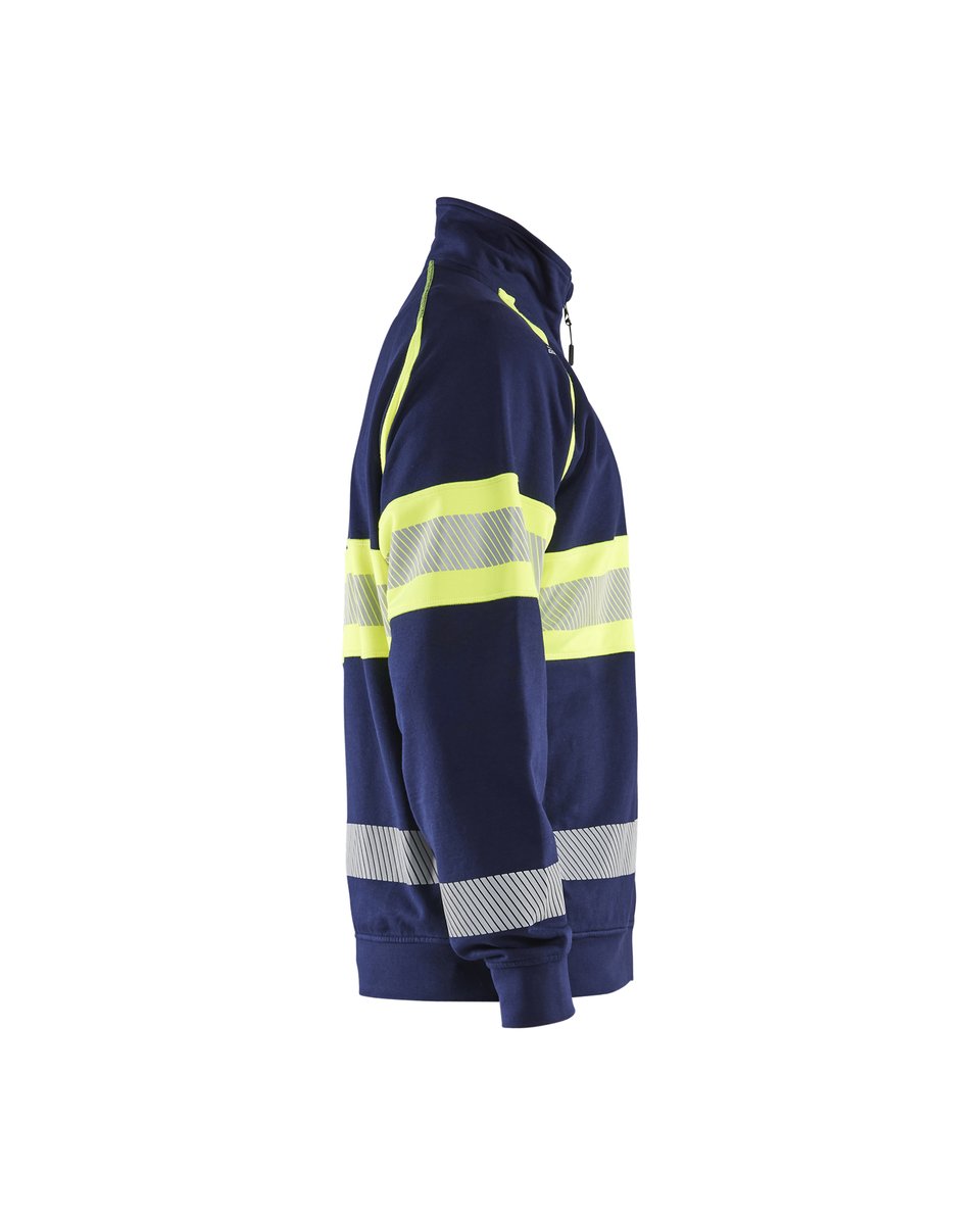 Blåkläder 3551 Sweatshirt met rits High vis - Marine/High Vis Geel