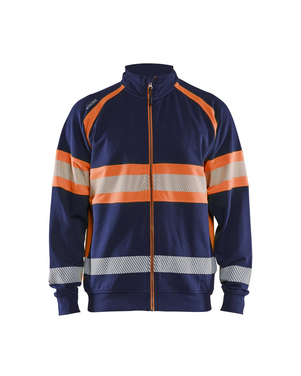 Blåkläder 3551 Sweatshirt met rits High vis - Marineblauw/Oranje