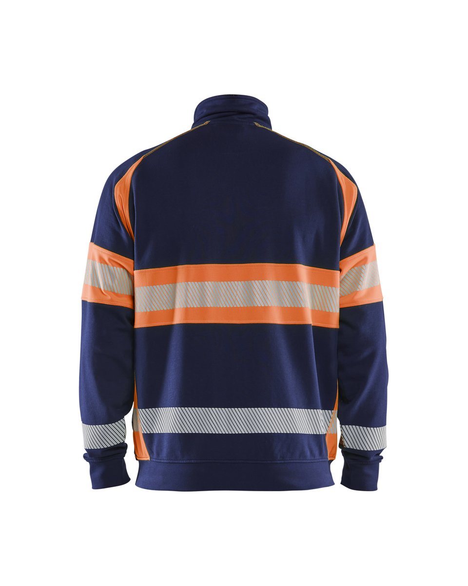 Blåkläder 3551 Sweatshirt met rits High vis - Marineblauw/Oranje