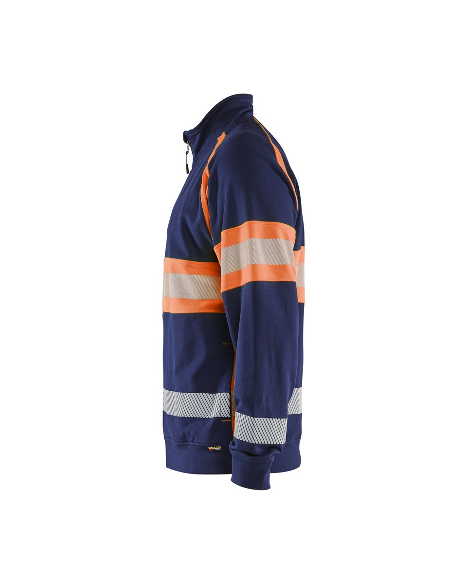 Blåkläder 3551 Sweatshirt met rits High vis - Marineblauw/Oranje