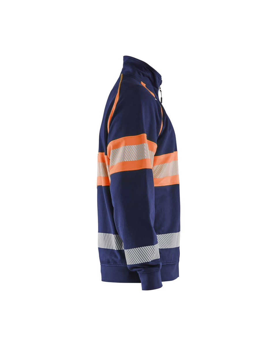 Blåkläder 3551 Sweatshirt met rits High vis - Marineblauw/Oranje