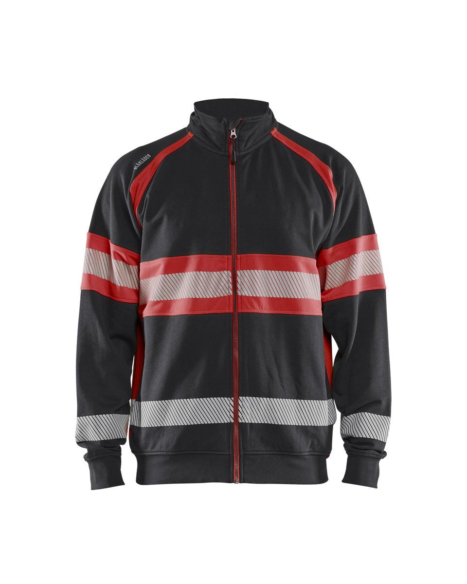 Blåkläder 3551 Sweatshirt met rits High vis - Zwart/High Vis Rood