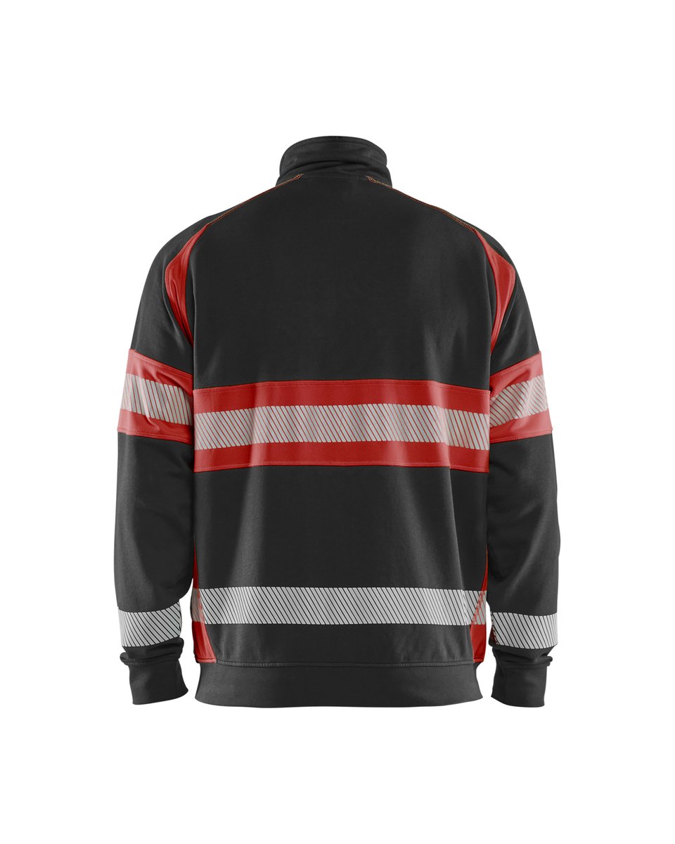 Blåkläder 3551 Sweatshirt met rits High vis - Zwart/High Vis Rood