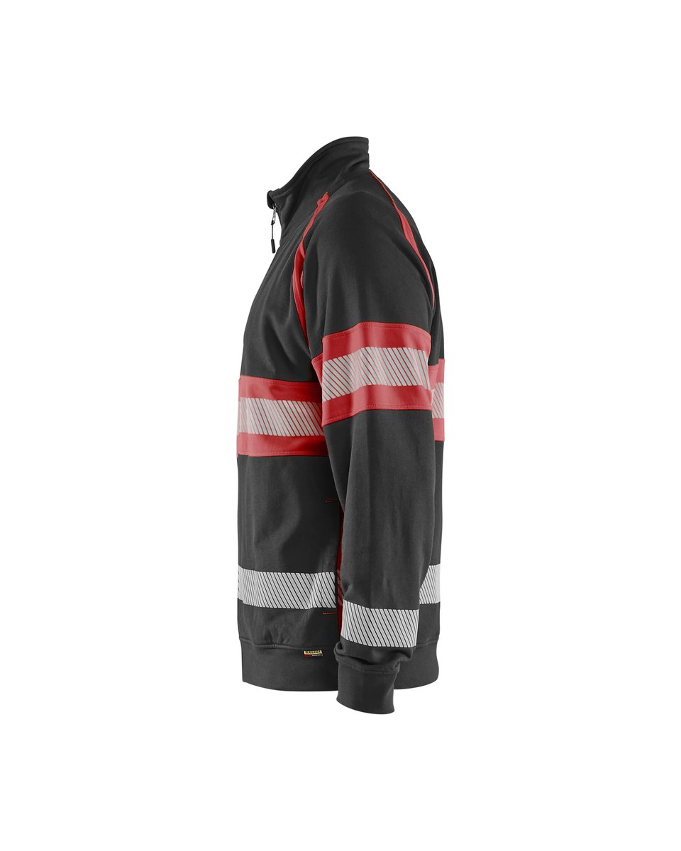 Blåkläder 3551 Sweatshirt met rits High vis - Zwart/High Vis Rood