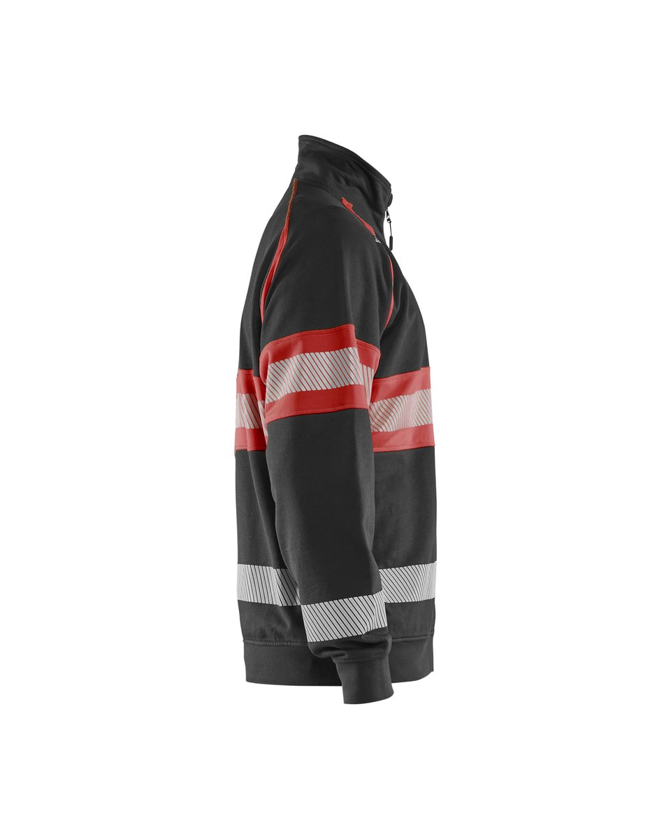 Blåkläder 3551 Sweatshirt met rits High vis - Zwart/High Vis Rood