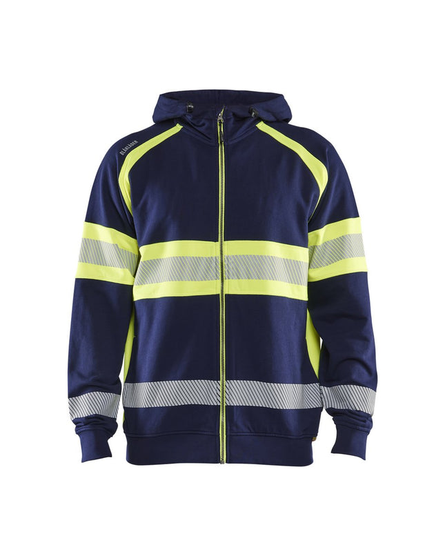 Blåkläder 3552 Hooded sweatshirt met rits High Vis - Marine/High Vis Geel