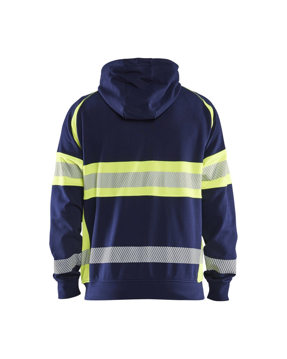 Blåkläder 3552 Hooded sweatshirt met rits High Vis - Marine/High Vis Geel