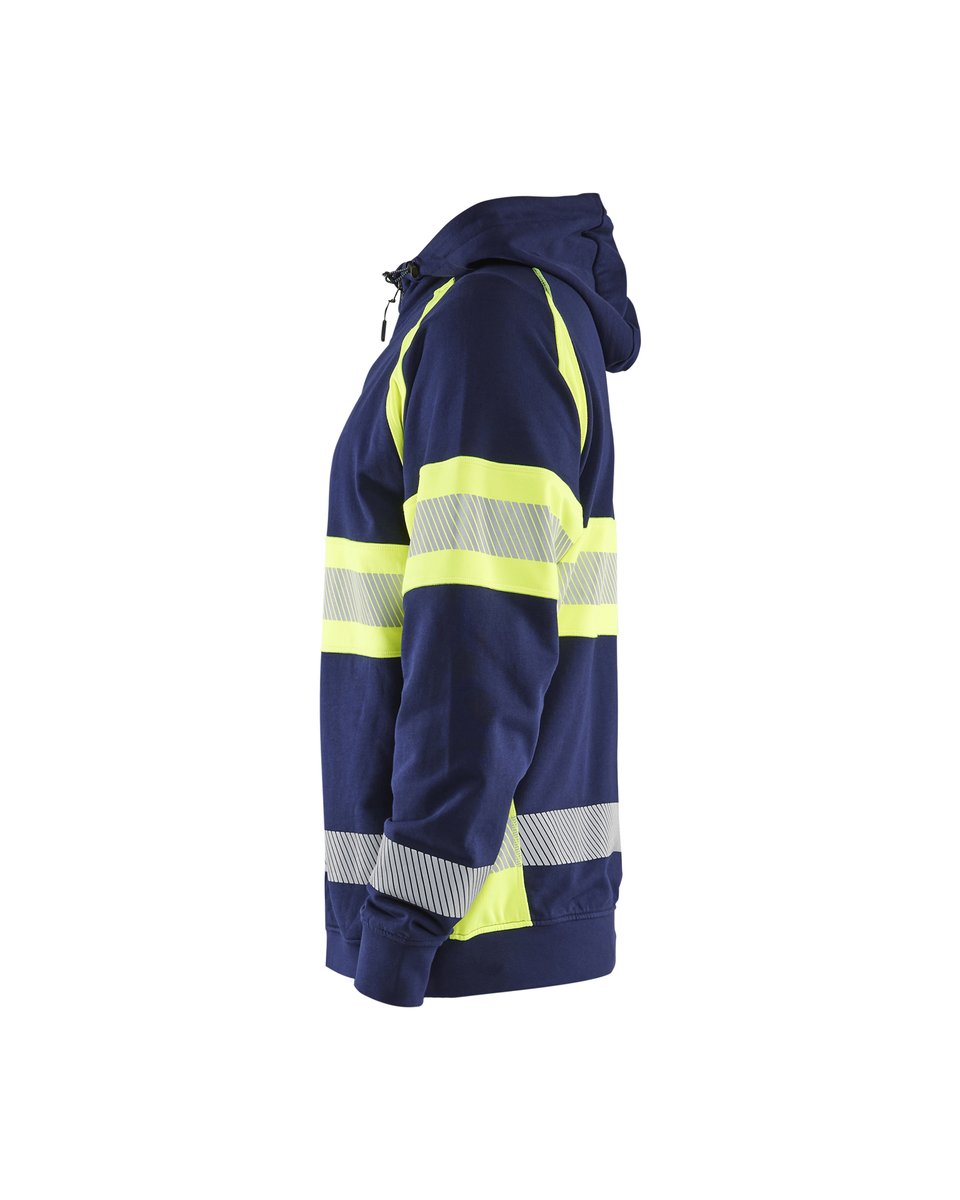 Blåkläder 3552 Hooded sweatshirt met rits High Vis - Marine/High Vis Geel