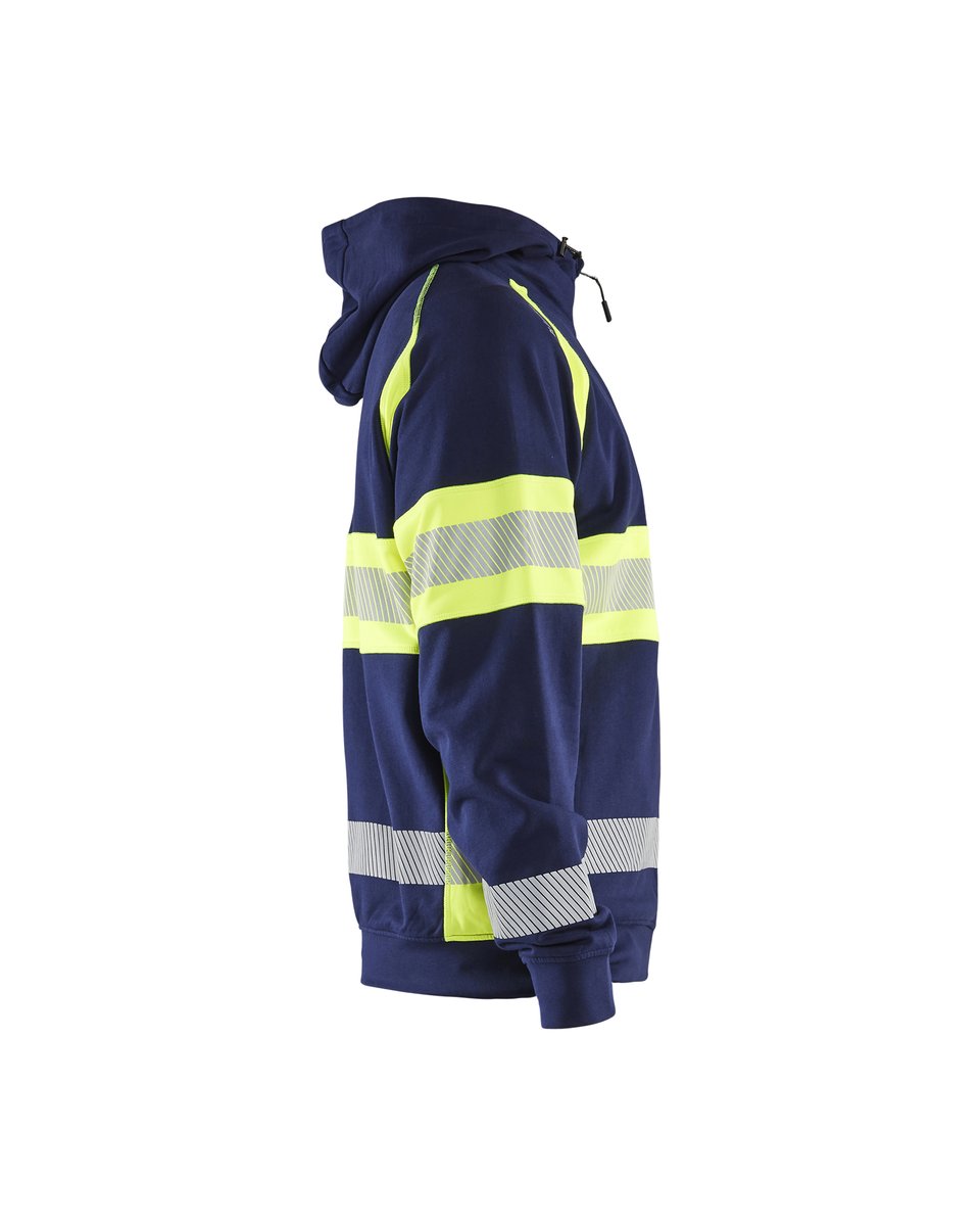 Blåkläder 3552 Hooded sweatshirt met rits High Vis - Marine/High Vis Geel