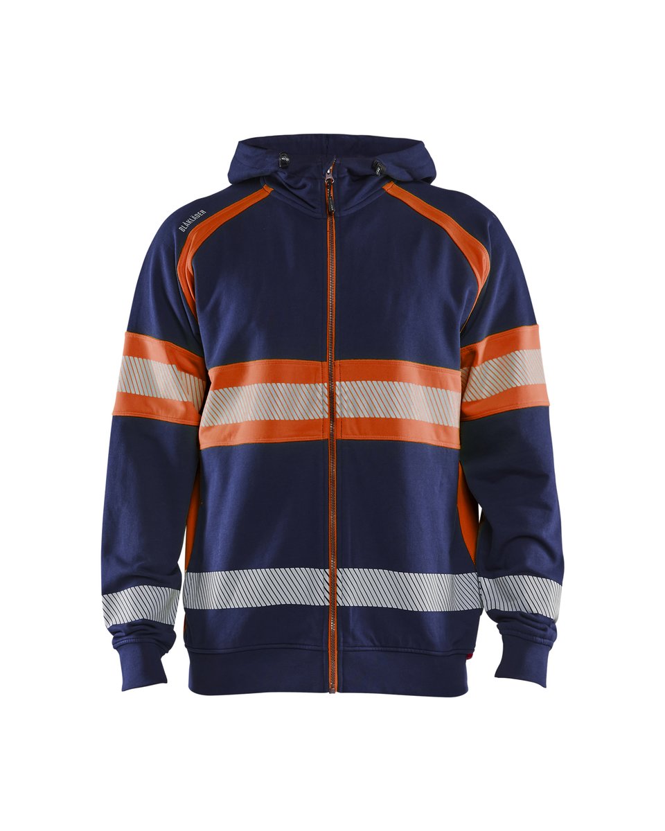 Blåkläder 3552 Hooded sweatshirt met rits High Vis - Marineblauw/Oranje