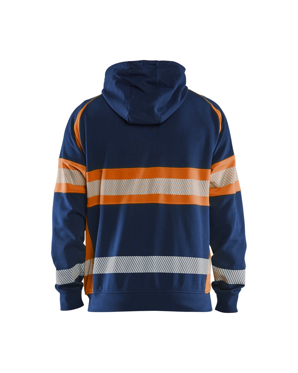 Blåkläder 3552 Hooded sweatshirt met rits High Vis - Marineblauw/Oranje