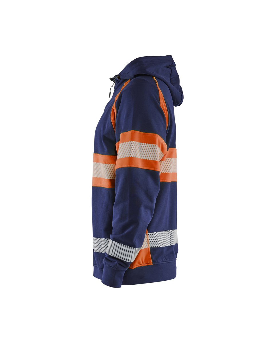 Blåkläder 3552 Hooded sweatshirt met rits High Vis - Marineblauw/Oranje