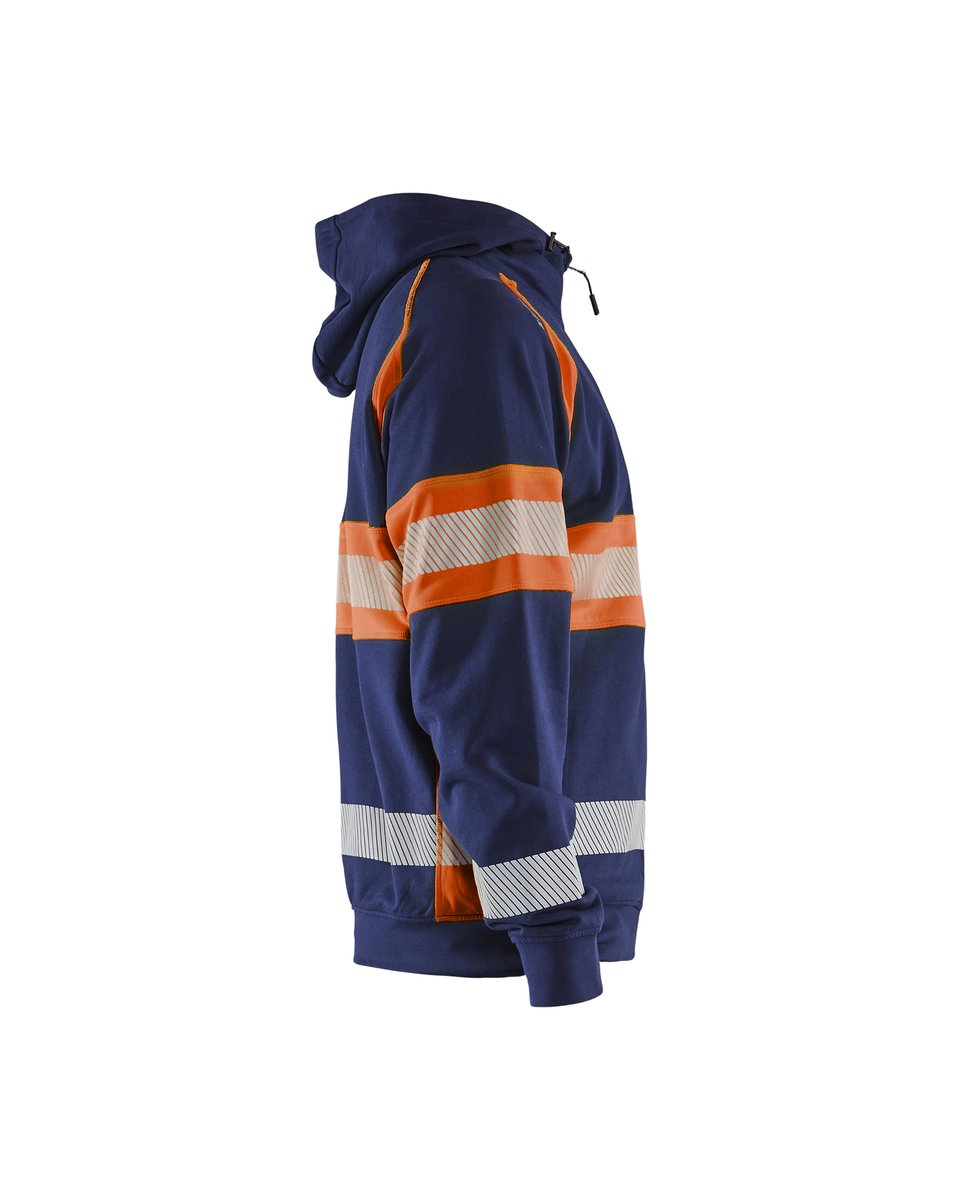 Blåkläder 3552 Hooded sweatshirt met rits High Vis - Marineblauw/Oranje