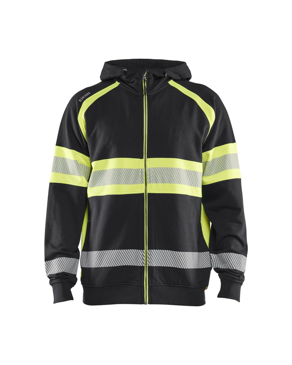 Blåkläder 3552 Hooded sweatshirt met rits High Vis - Zwart/High Vis Geel