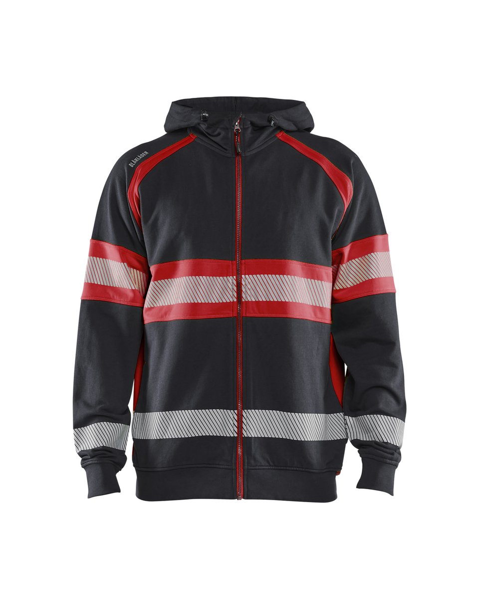 Blåkläder 3552 Hooded sweatshirt met rits High Vis - Zwart/High Vis Rood