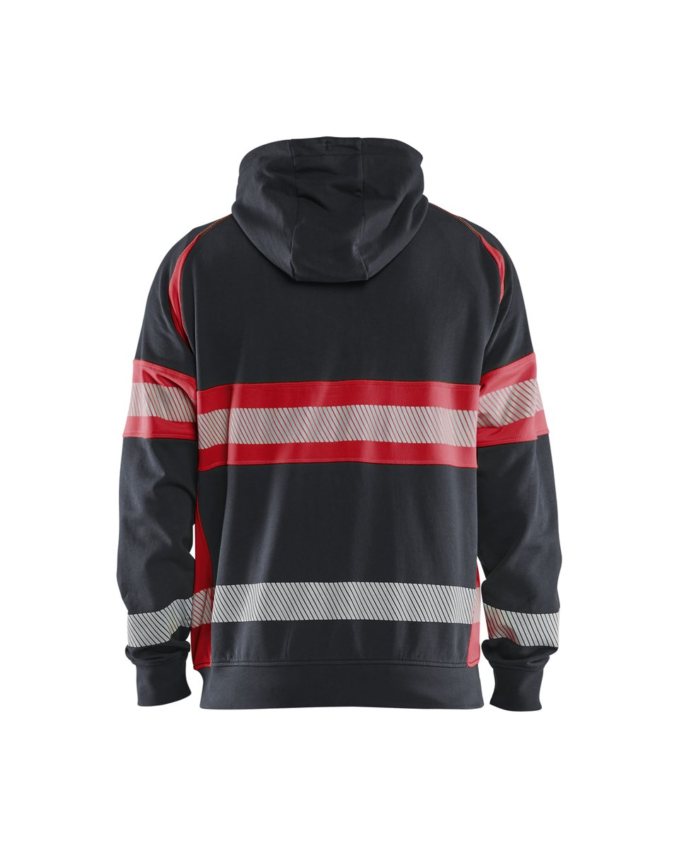 Blåkläder 3552 Hooded sweatshirt met rits High Vis - Zwart/High Vis Rood