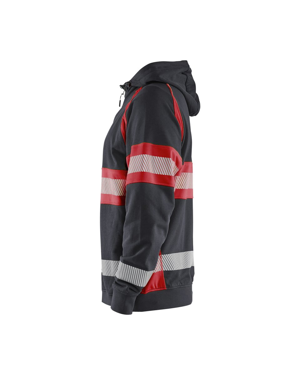 Blåkläder 3552 Hooded sweatshirt met rits High Vis - Zwart/High Vis Rood