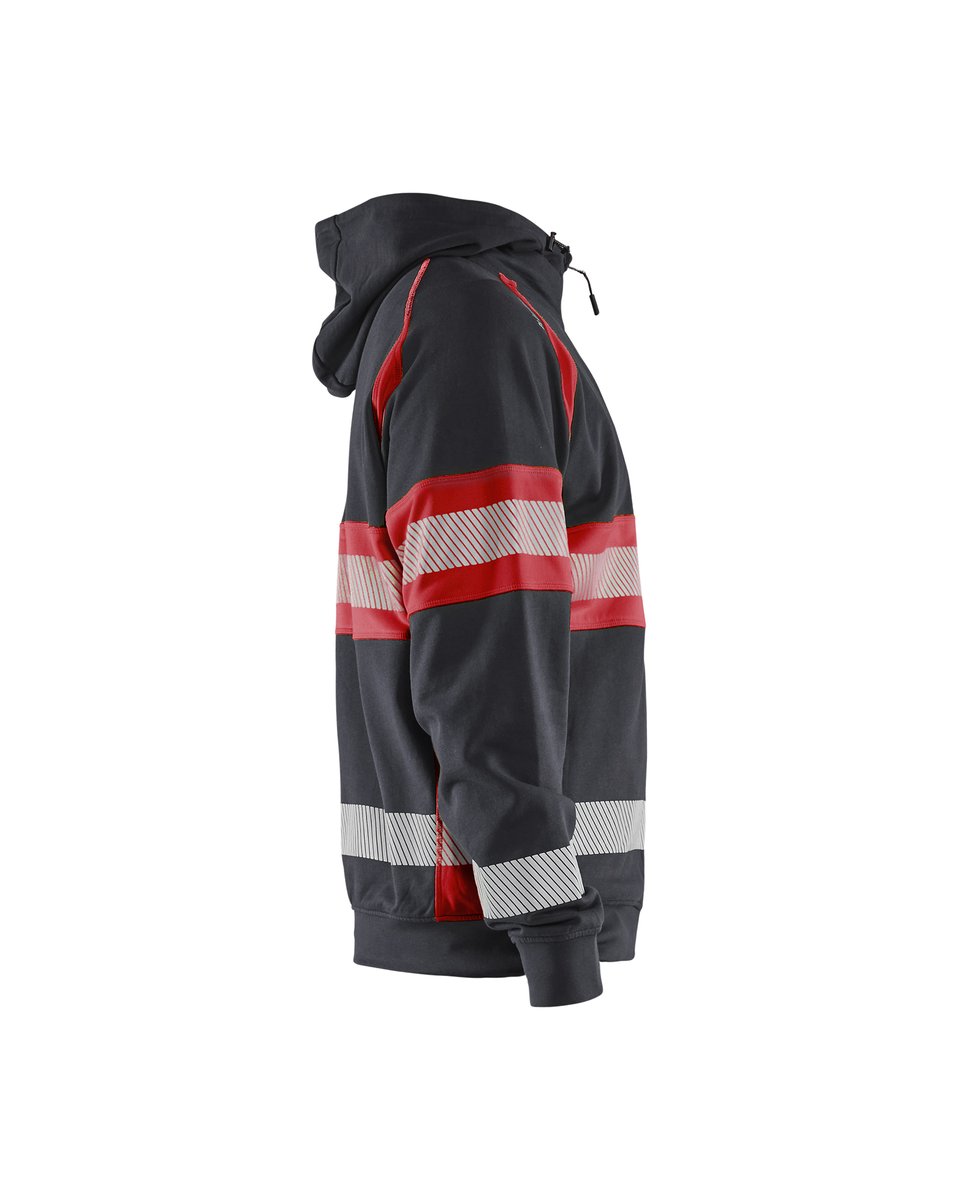 Blåkläder 3552 Hooded sweatshirt met rits High Vis - Zwart/High Vis Rood