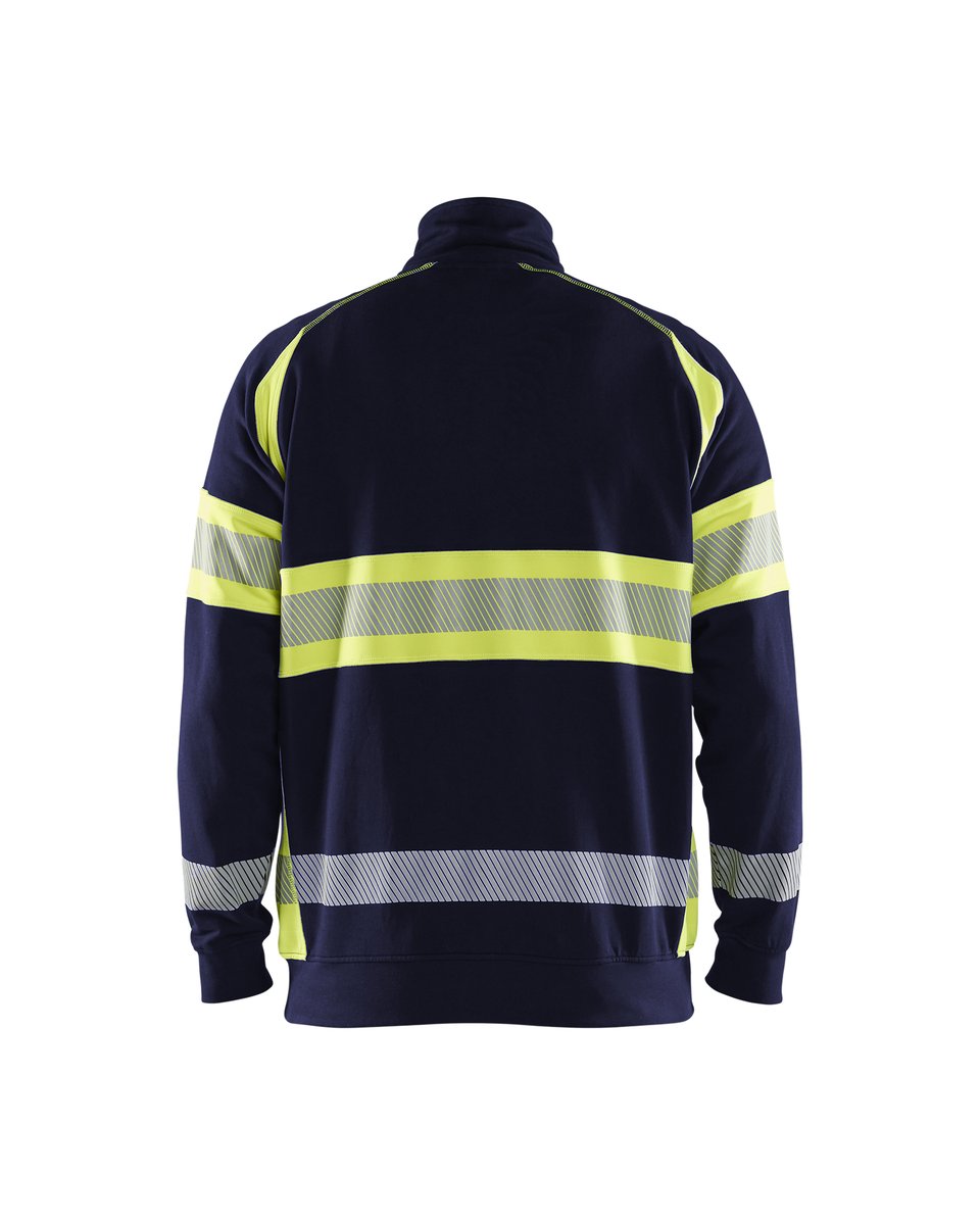 Blåkläder 3553 Sweatshirt met halve rits High Vis - Marine/High Vis Geel