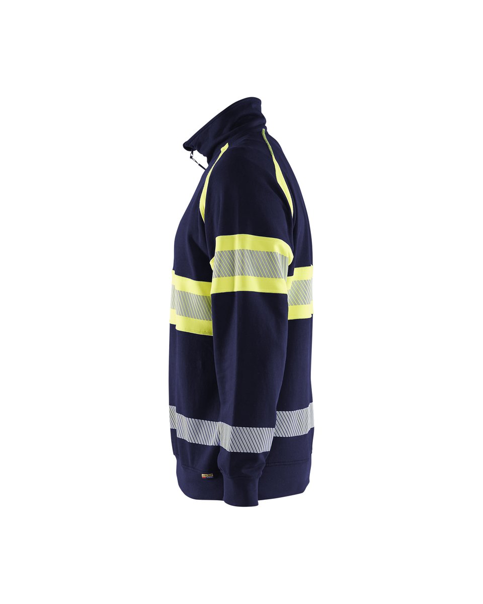 Blåkläder 3553 Sweatshirt met halve rits High Vis - Marine/High Vis Geel