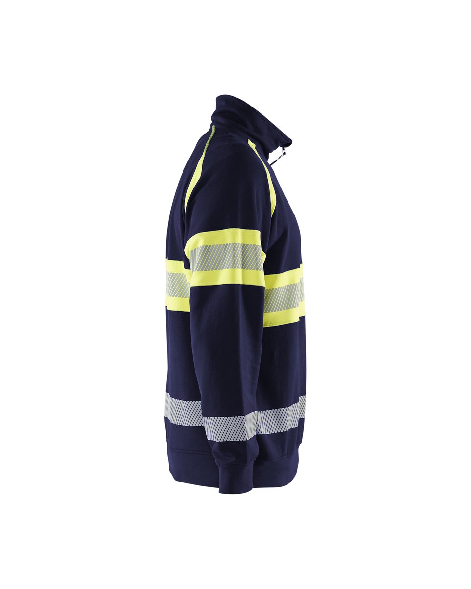 Blåkläder 3553 Sweatshirt met halve rits High Vis - Marine/High Vis Geel