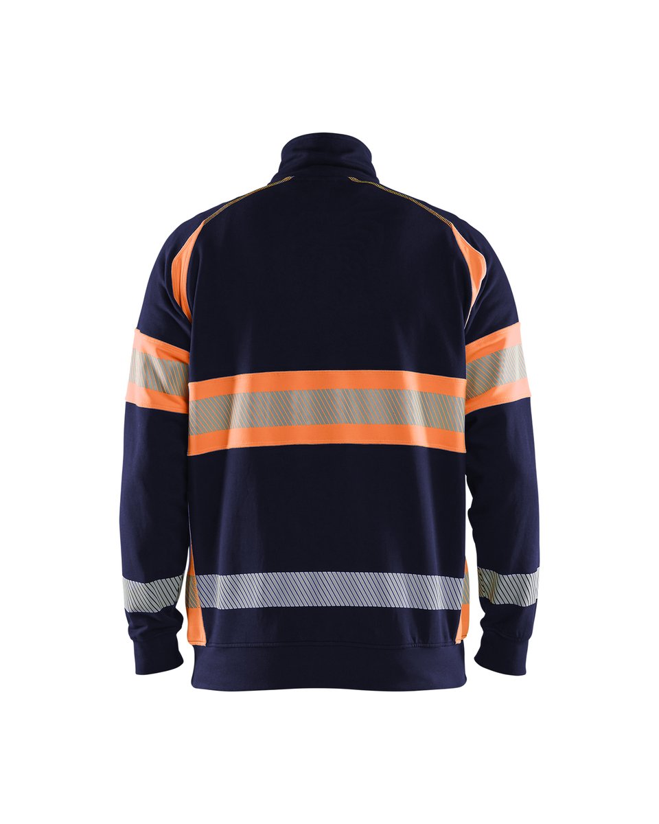 Blåkläder 3553 Sweatshirt met halve rits High Vis - Marineblauw/Oranje