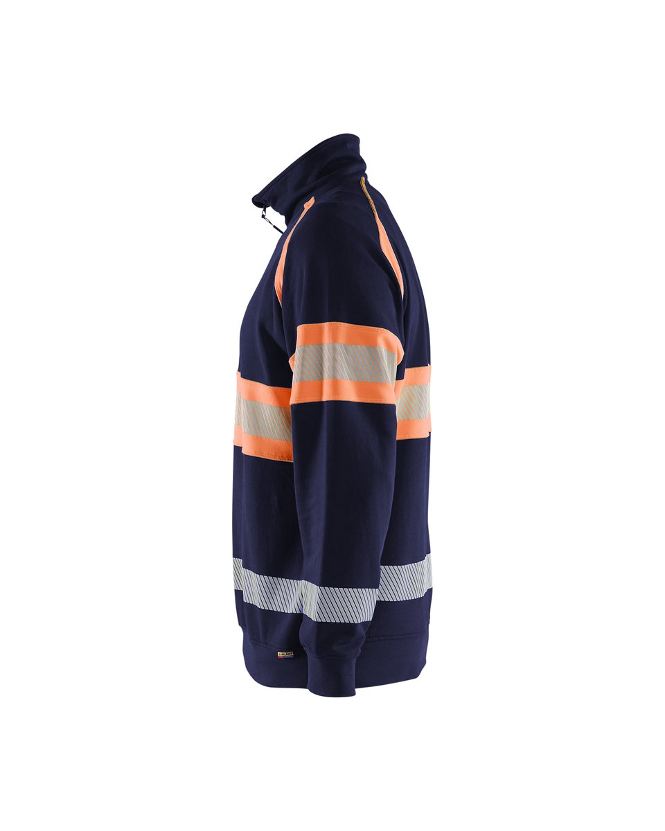 Blåkläder 3553 Sweatshirt met halve rits High Vis - Marineblauw/Oranje